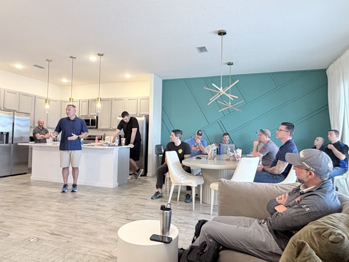 Pat presenting to gym owners